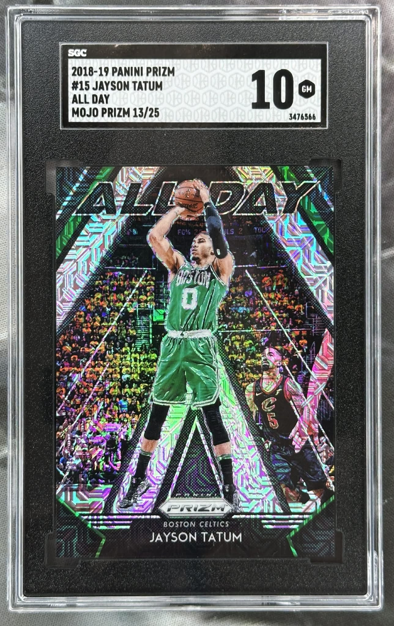 2018-19 Panini Prizm All Day Mojo Jayson Tatum serial numbered /25 SGC 10 Gem Mint graded basketball card