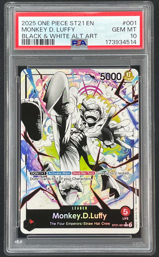 Monkey D Luffy ST21-001 Parallel Starter Deck EX Gear 5 One Piece Card Game Leader graded PSA 10 Gem Mint