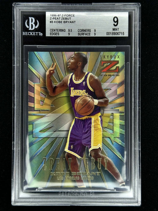 1996 Z-Force Kobe Bryant Z-Peat Zebut #3 BGS 9 Mint graded basketball card