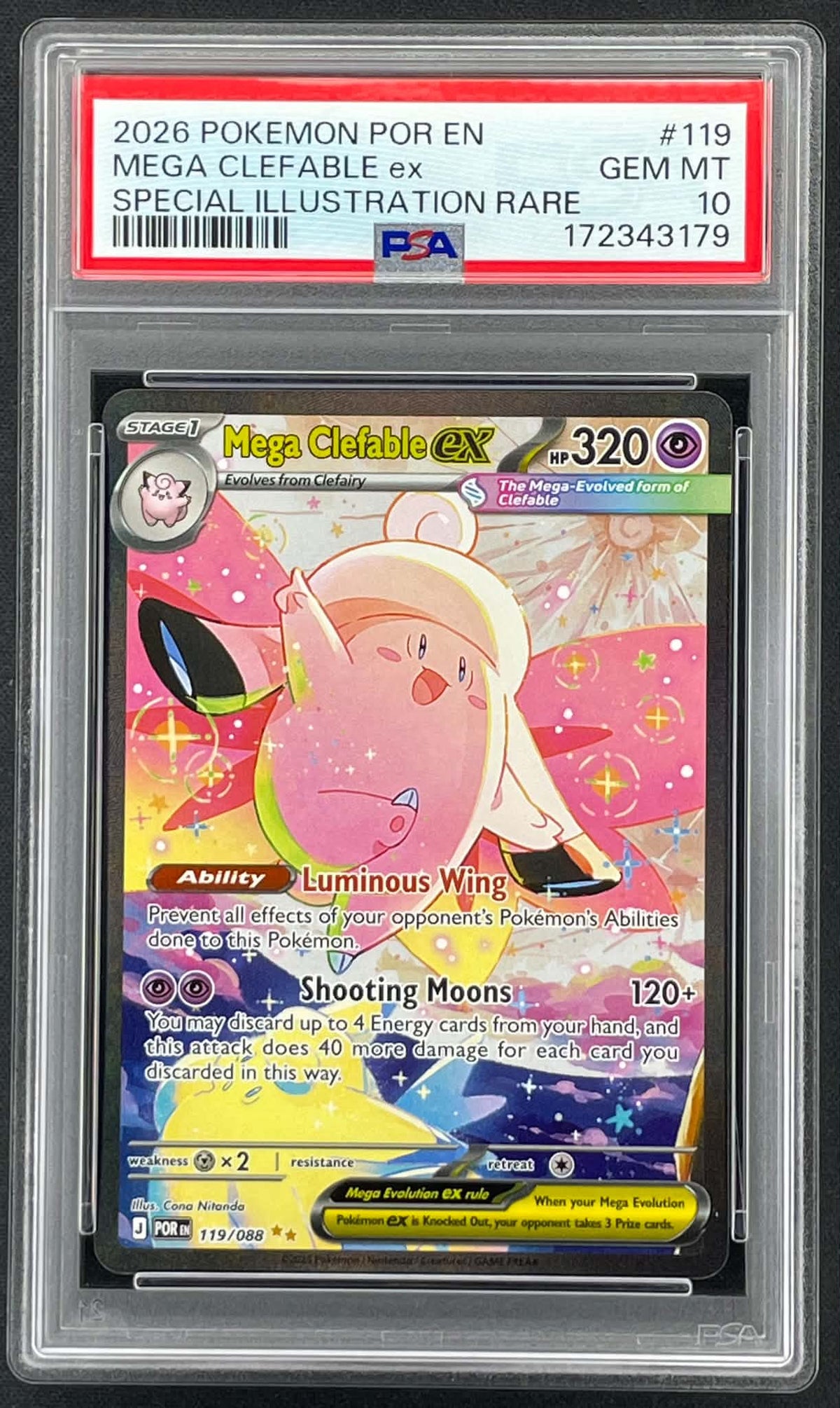Mega Clefable ex 119/088 Special Illustration Rare ME03 Perfect Order Pokémon card graded PSA 10 Gem Mint
