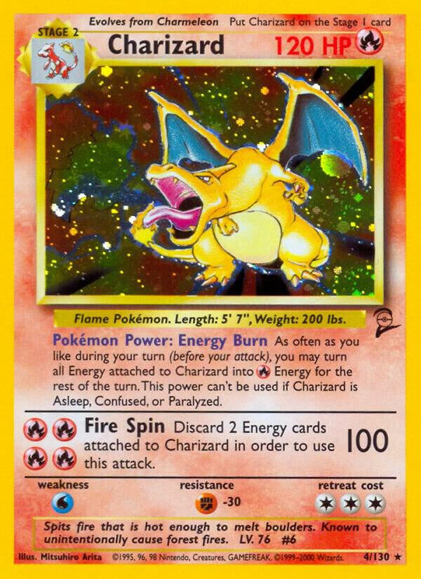 Charizard 4/130 Holo Rare – Base Set 2 Pokémon Card – LP Condition