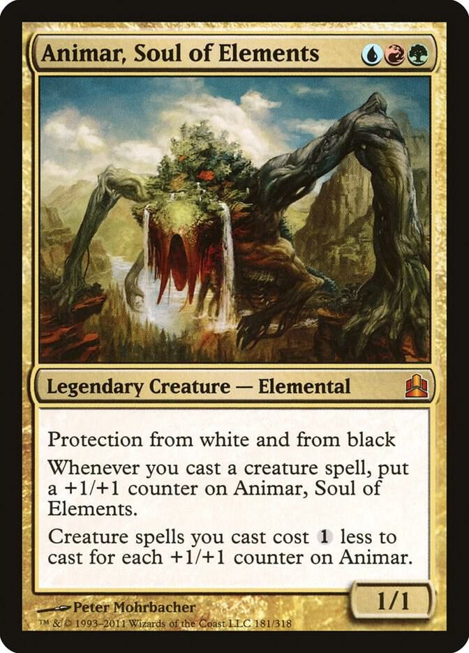 Animar Soul of Elements #181 Mythic Rare from Magic the Gathering Commander 2011 CMD, Near Mint original non-foil Legendary Elemental.