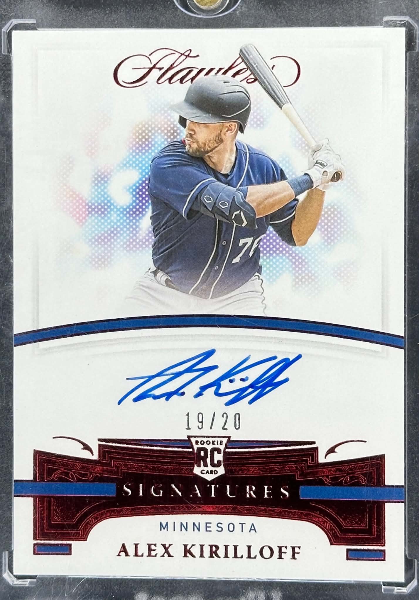 Alex Kirilloff 2021 Panini Flawless Signatures Ruby Auto /20 Minnesota Twins baseball card
