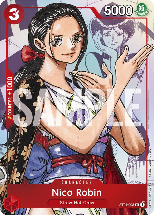 Nico Robin ST01-008 alternate art card from One Piece Promotion Cards (OP-PR), featuring vibrant artwork and collectible TCG design.