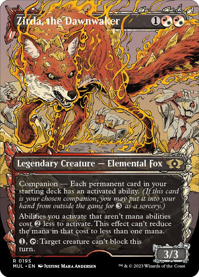 Card featuring a fox with fantasy elements and text