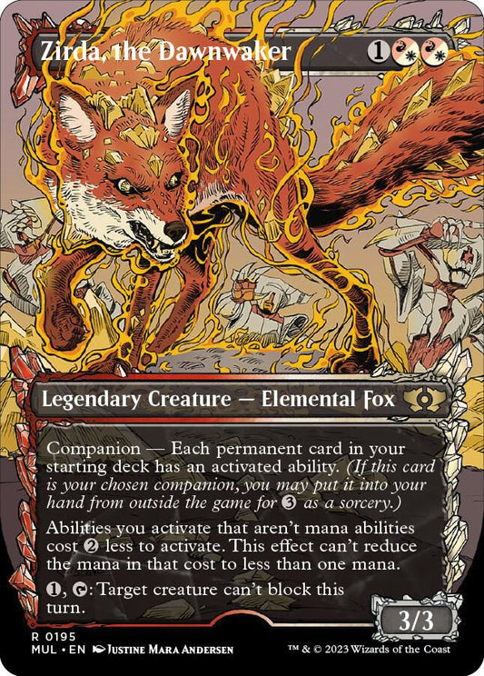 Card featuring a fox with fantasy elements and text