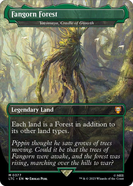 Fangorn Forest foil card representing Yavimaya, Cradle of Growth from MTG Lord of the Rings Commander (LTC).