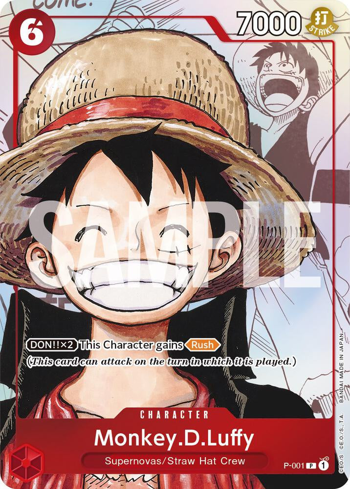 Monkey D. Luffy alternate art card from One Piece Promotion Cards (OP-PR), featuring vibrant artwork and collectible TCG design.