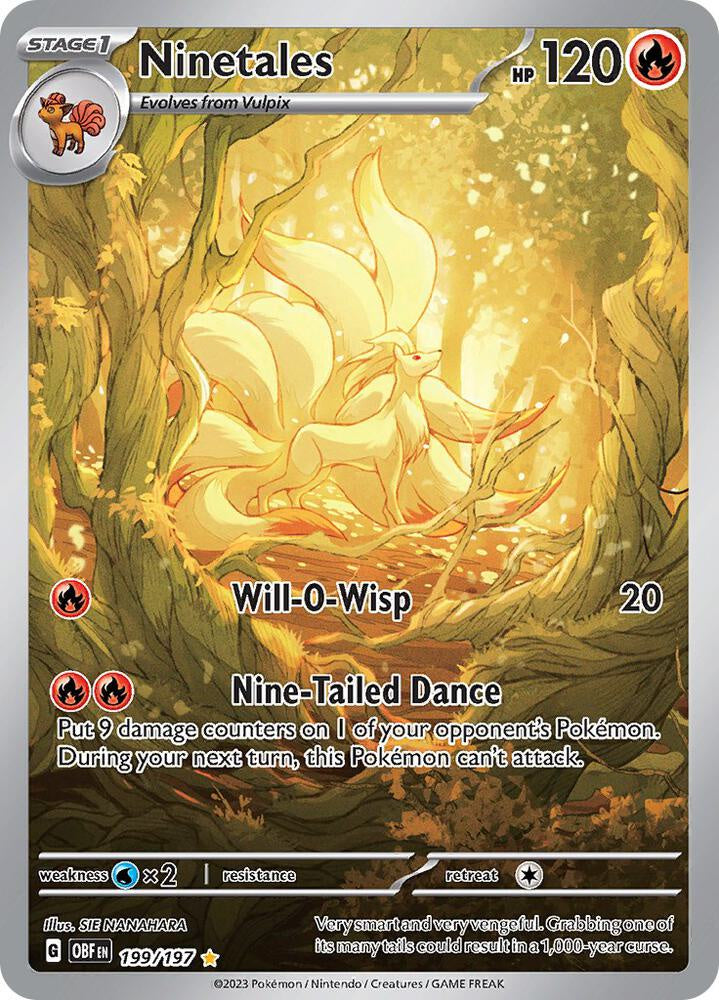 Pokemon Ninetales 199/197 Obsidian Flames Illustration Rare NM Card