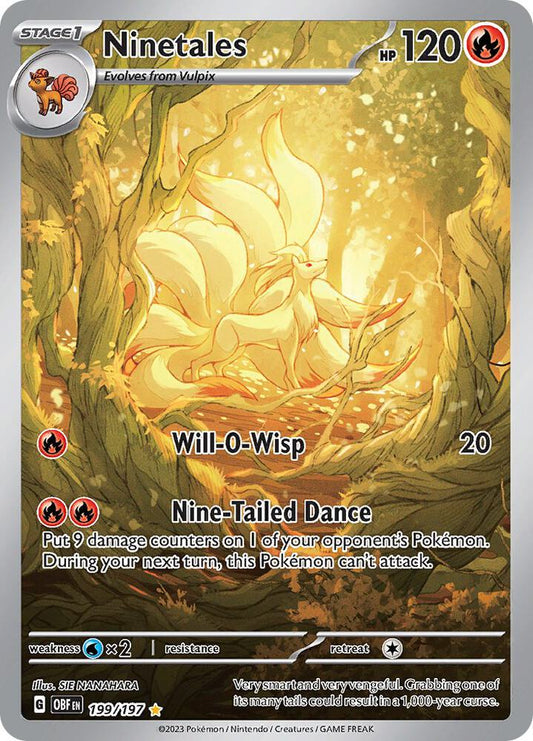 Pokemon Ninetales 199/197 Obsidian Flames Illustration Rare NM Card