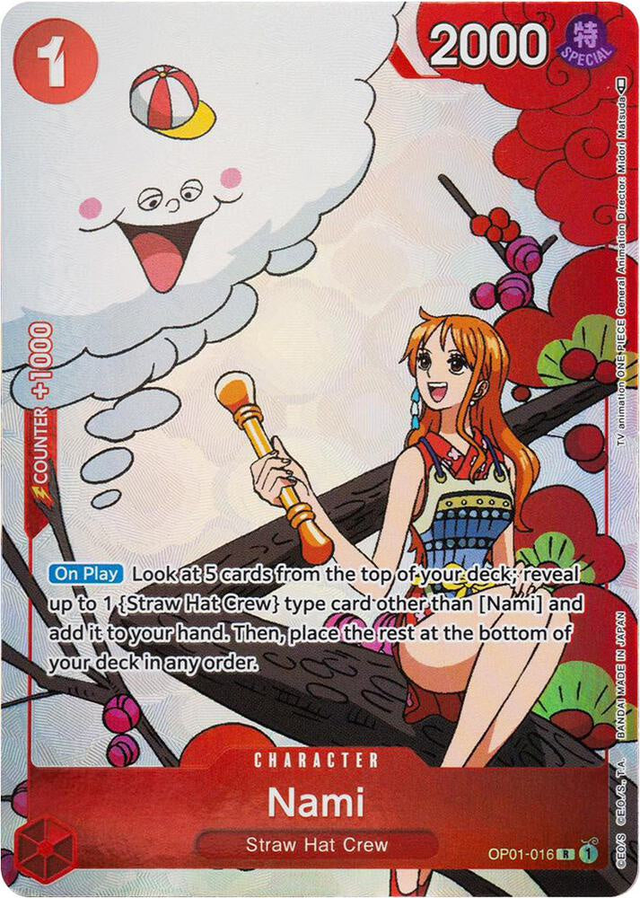 Nami promotional card from the One Piece Gift Collection 2023 (OP-PR), featuring exclusive artwork and One Piece Card Game styling.