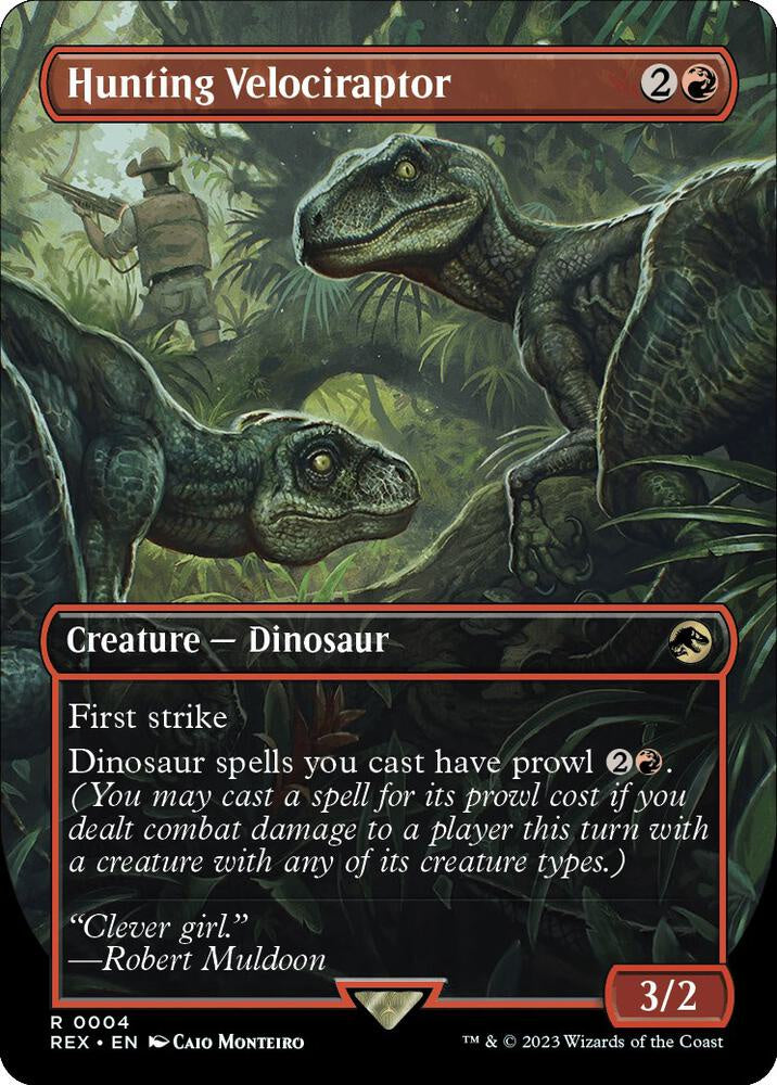 Hunting Velociraptor Borderless Jurassic World Collection REX MTG trading card