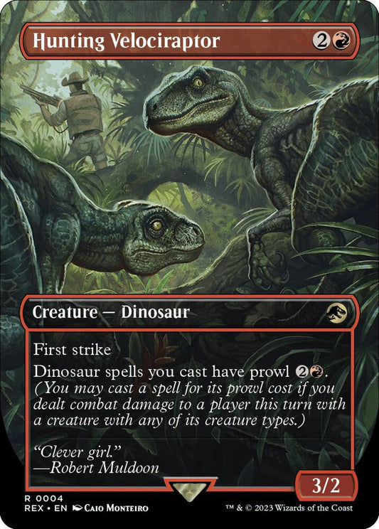 Hunting Velociraptor Borderless Jurassic World Collection REX MTG trading card