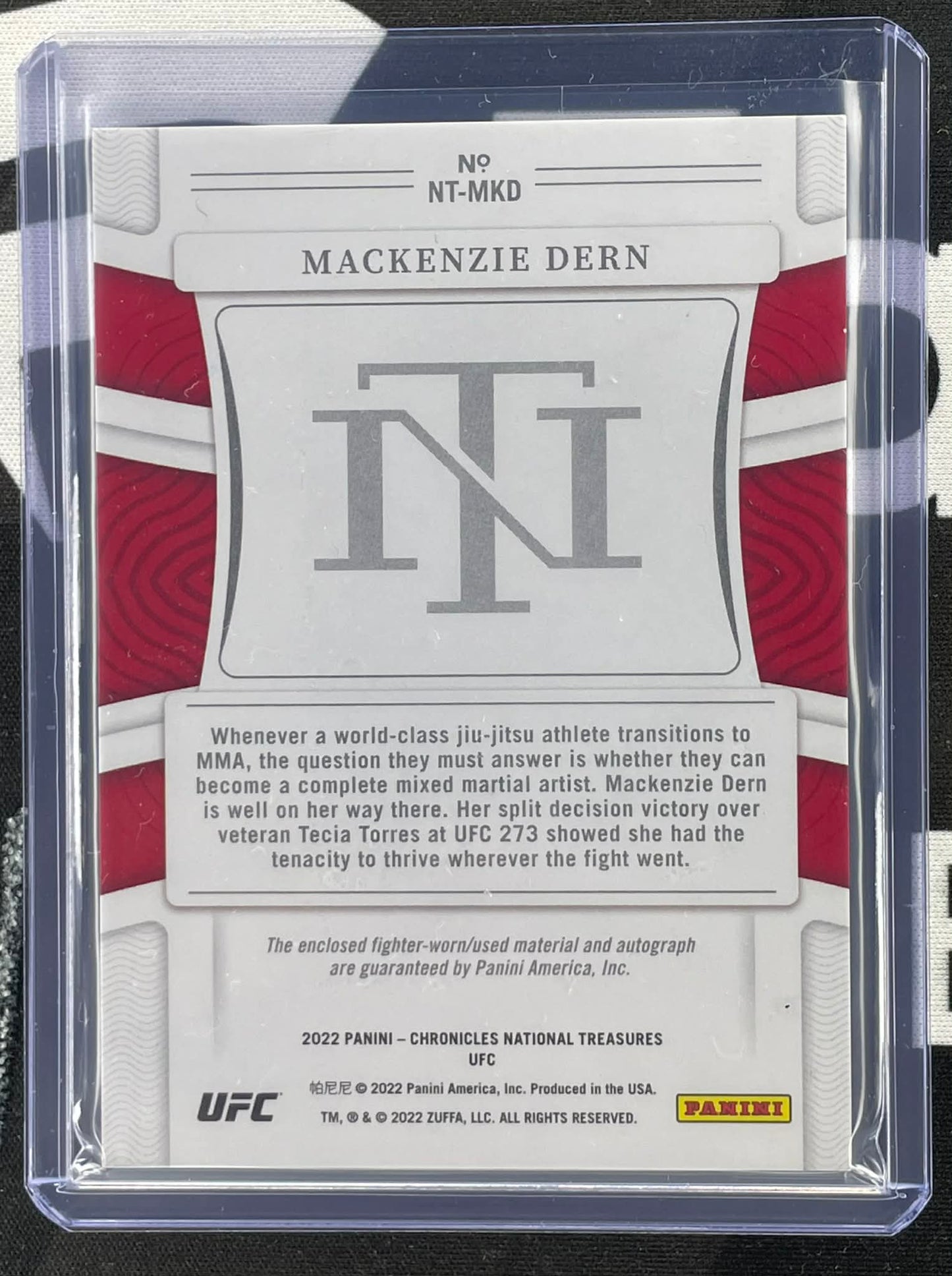 2022 Panini Chronicles UFC National Treasures Mackenzie Dern Memorabilia Auto /99 #NT-MKD