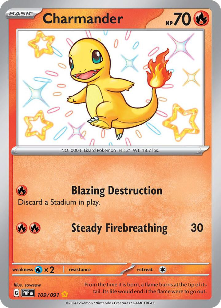 Pokemon Charmander 109/091 Paldean Fates Baby Shiny Rare NM Card