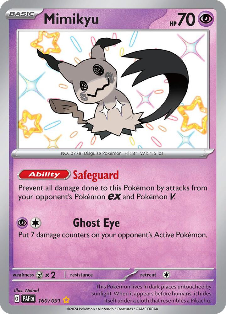Mimikyu 160/091 Paldean Fates holo Near Mint Pokemon card