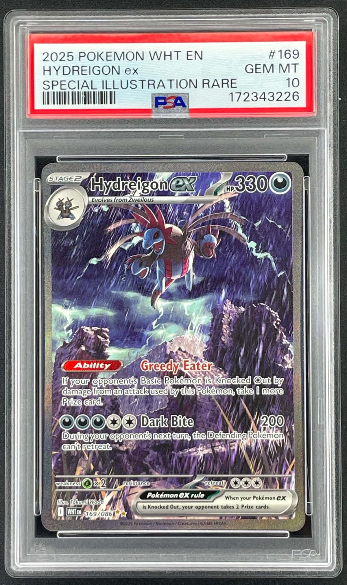 Hydreigon ex 169/086 Special Illustration Rare White Flare Pokémon card graded PSA 10 Gem Mint