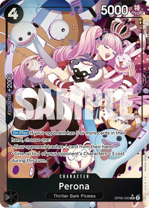 Perona 093 Alternate Art OP06 Wings of the Captain One Piece TCG card.