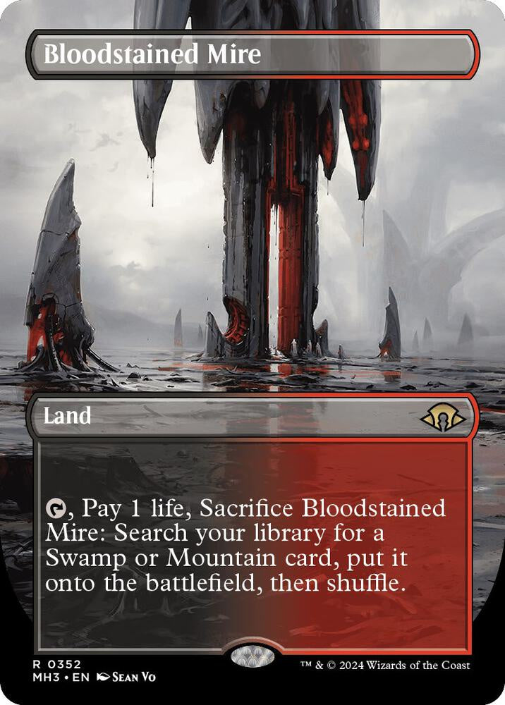 Bloodstained Mire #352 Borderless Rare from Magic the Gathering Modern Horizons 3 MH3, Near Mint non-foil fetch land.