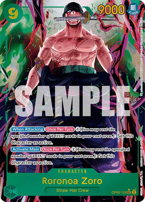 Roronoa Zoro Alternate Art Wings of the Captain OP06 One Piece trading card
