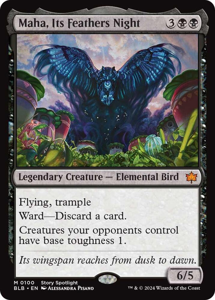 Maha, Its Feathers Night Magic: The Gathering card from Bloomburrow BLB.