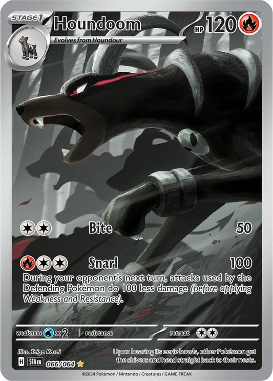 Houndoom 066/064 Illustration Rare from Pokémon TCG Shrouded Fable Near Mint featuring full-art Houndoom artwork.