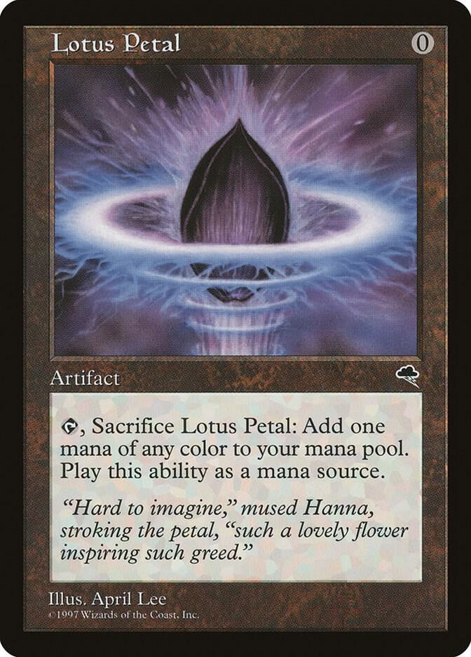 Card featuring a Lotus Petal with game text and illustration.