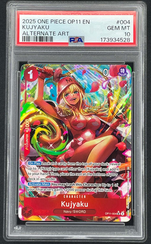 Kujyaku OP11-004 Alternate Art A Fist of Divine Speed One Piece Card Game Super Rare graded PSA 10 Gem Mint