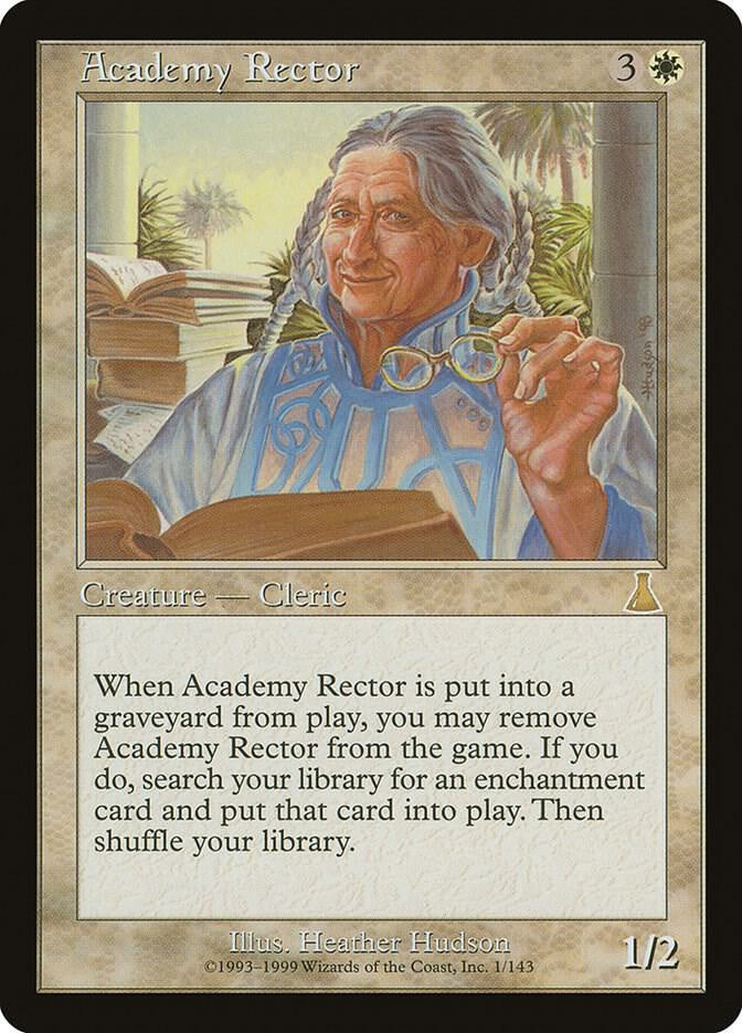 Academy Rector #1 Rare from Magic the Gathering Urza's Destiny UDS, Lightly Played non-foil Reserved List Human Cleric from 1999.
