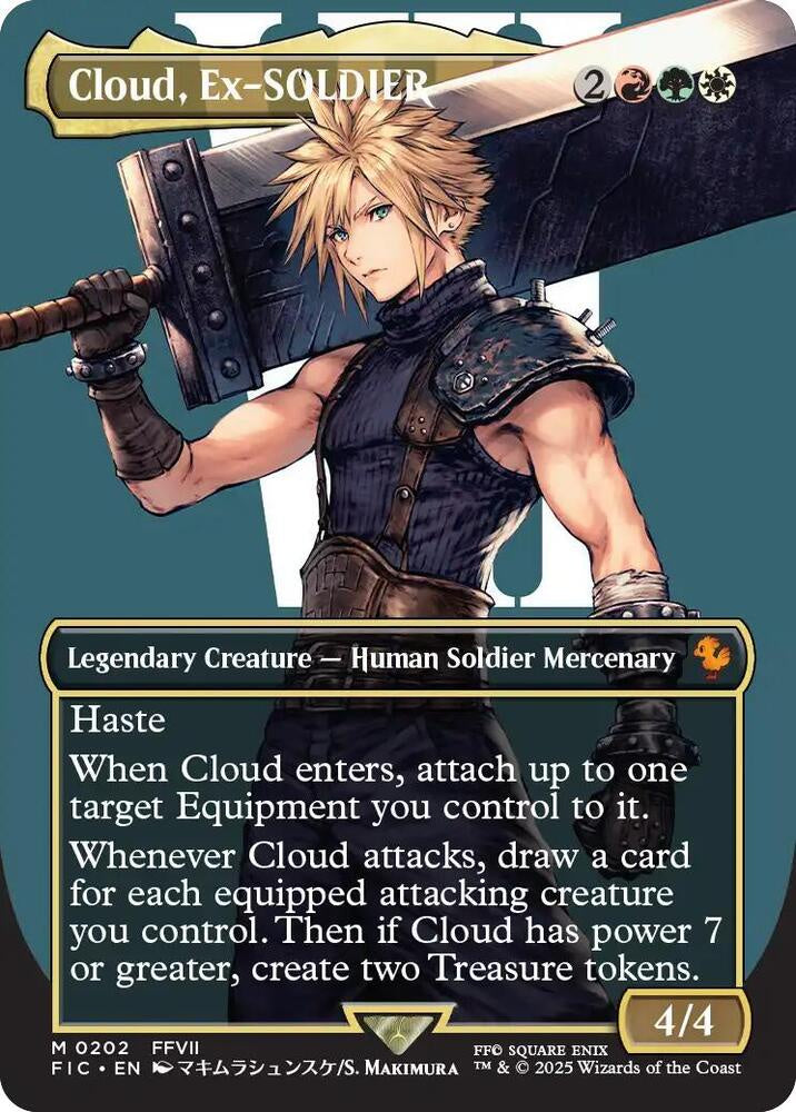 Cloud Ex-SOLDIER Borderless Commander Final Fantasy FIC MTG trading card