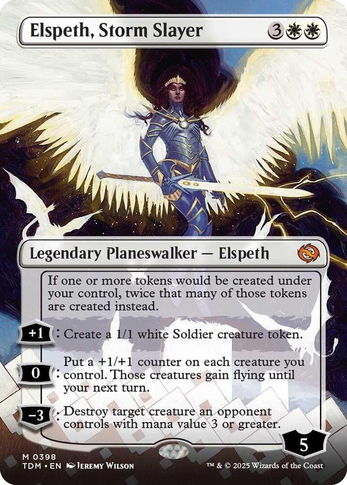 Elspeth Storm Slayer Borderless Tarkir Dragonstorm TDM MTG trading card