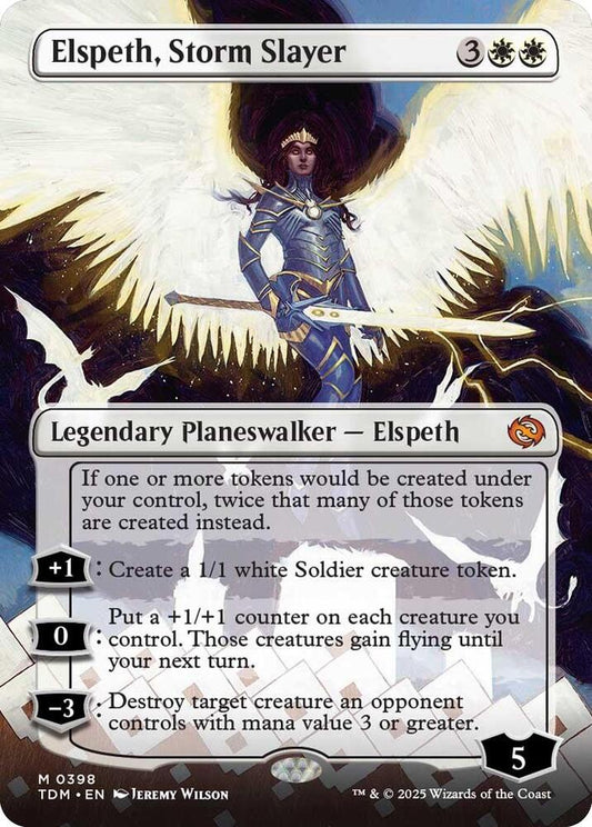 Elspeth Storm Slayer Borderless Tarkir Dragonstorm TDM MTG trading card