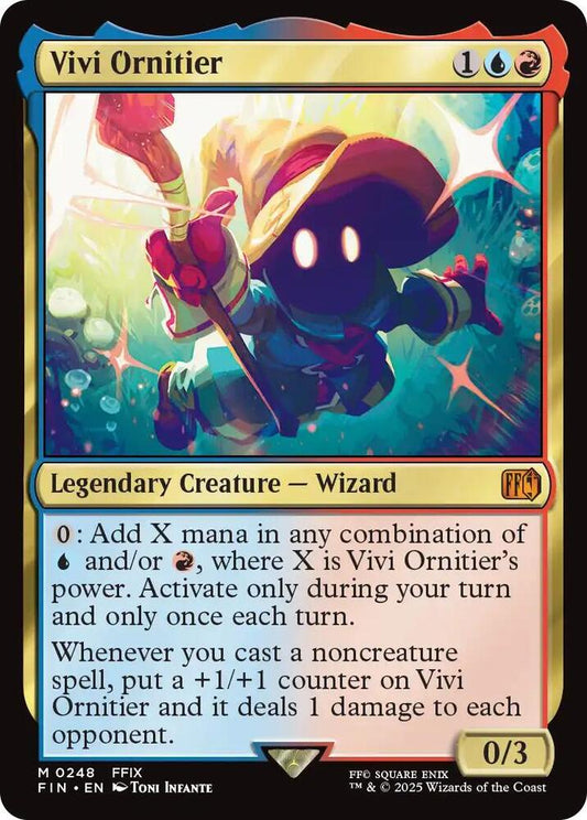 Card featuring a legendary creature named Vivi Ornitier with game text and artwork.