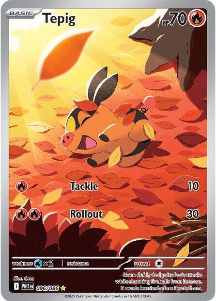 Pokémon Tepig 096/086 Illustration Rare holo card from Scarlet & Violet White Flare in Near Mint condition.