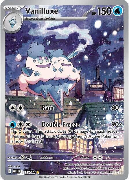 Pokémon Vanilluxe 113/086 Illustration Rare holo card from Scarlet & Violet White Flare in Near Mint condition.