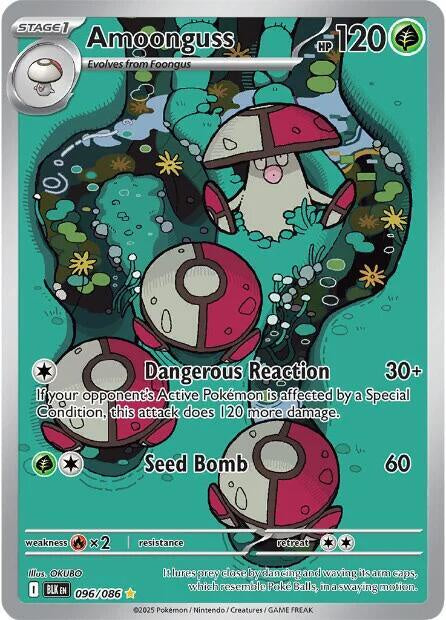 Pokémon Amoonguss 096/086 Illustration Rare holo card from Scarlet & Violet Black Bolt in Near Mint condition.