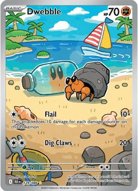 Pokémon Dwebble 129/086 Illustration Rare holo card from Scarlet & Violet Black Bolt in Near Mint condition.