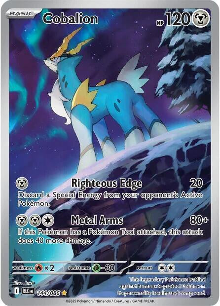 Pokémon Cobalion 144/086 Illustration Rare holo card from Scarlet & Violet Black Bolt in Near Mint condition.