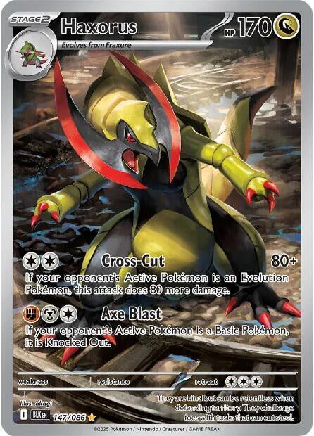 Pokémon Haxorus 147/086 Black Bolt Illustration Rare Card Near Mint Condition