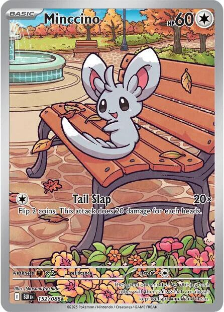 Pokémon Minccino 152/086 Illustration Rare holo card from Scarlet & Violet Black Bolt in Near Mint condition.