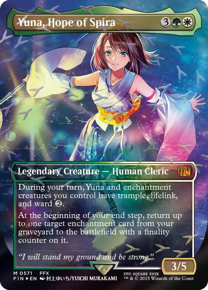 Yuna Hope of Spira Borderless Chocobo Track Foil Final Fantasy FIN MTG trading card