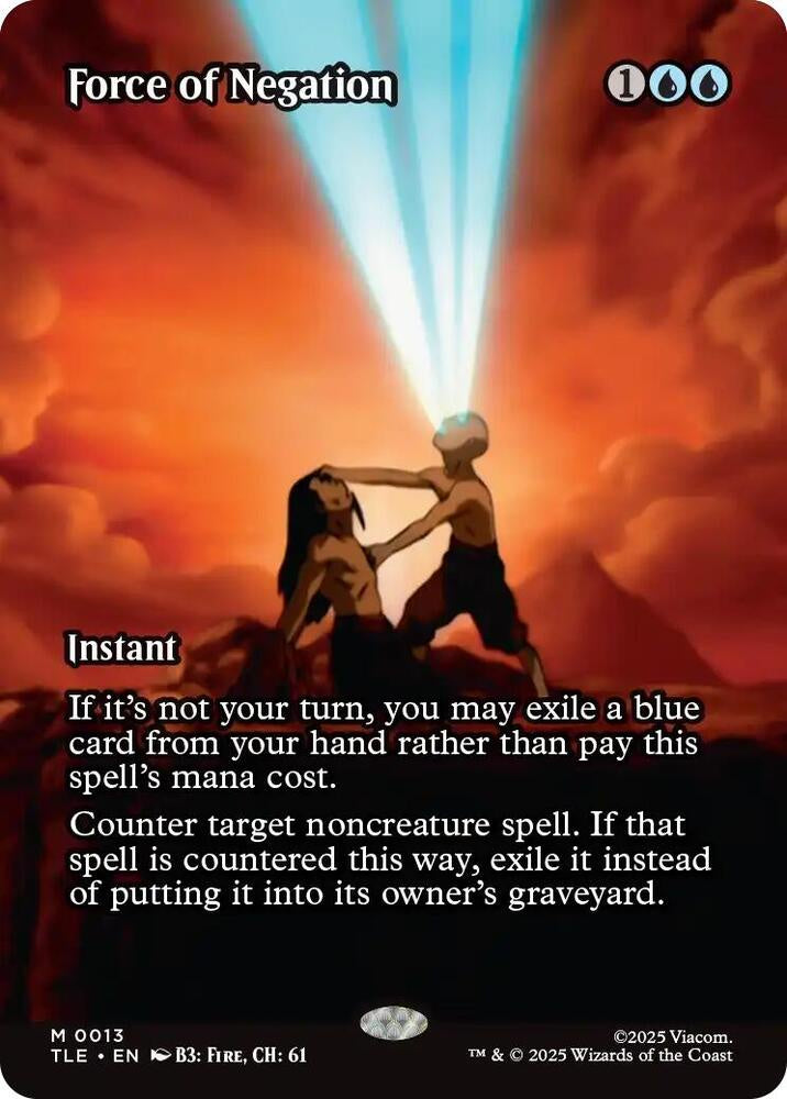 Force of Negation Borderless Traditional Foil Mythic Rare Instant card number 013 from Magic the Gathering Avatar The Last Airbender Eternal-Legal TLE.