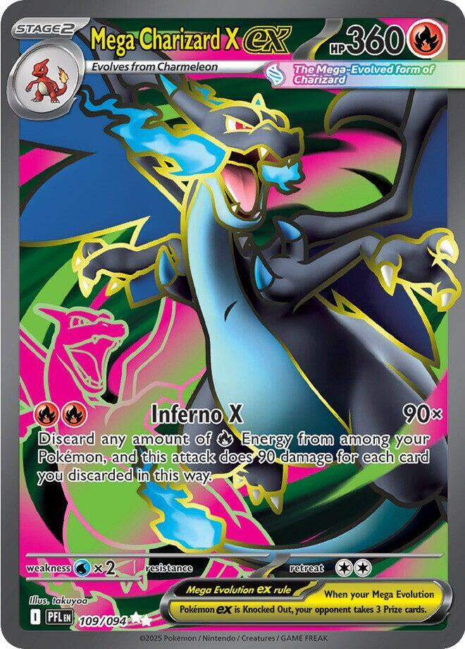 Pokémon Mega Charizard X ex 109/094 Phantasmal Flames Holo Card Near Mint Condition