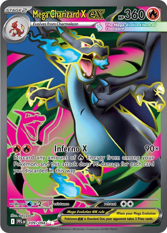 Pokémon Mega Charizard X ex 109/094 Phantasmal Flames Holo Card Near Mint Condition