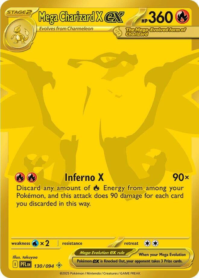 Pokémon Mega Charizard X ex 130/094 Phantasmal Flames Gold Hyper Rare Card NM Condition