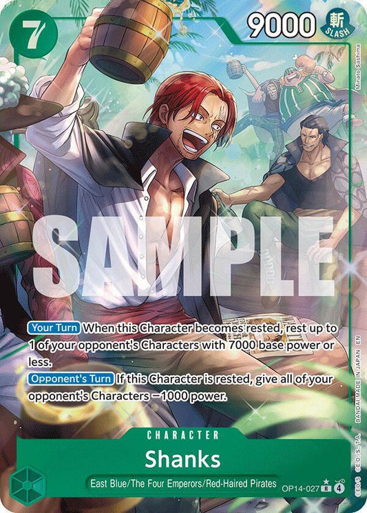 Shanks alternate art card from One Piece Card Game The Azure Sea’s Seven OP14.