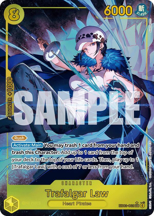 Trafalgar Law Alternate Art EB-03 Extra Booster One Piece Heroines Edition One Piece TCG card.