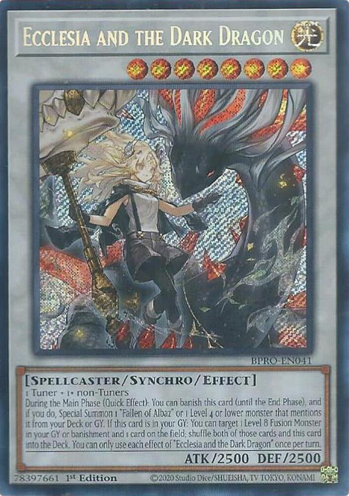 Ecclesia and the Dark Dragon BPRO-EN041 Secret Rare from Yu-Gi-Oh Burst Protocol, Near Mint Level 8 LIGHT Spellcaster Synchro Effect Monster.