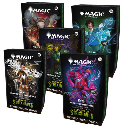 Magic: The Gathering Secrets of Strixhaven Commander Deck featuring one of five ready-to-play 100-card Commander decks.