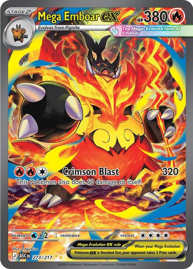 2025 Pokémon Ascended Heroes Mega Emboar ex Full Art Holo 273/217 NM